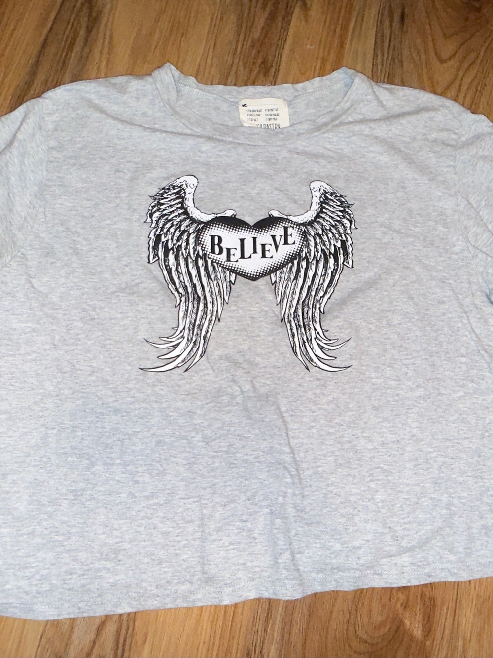 french pastry Light Gray 'Believe' Wings Graphic Tee